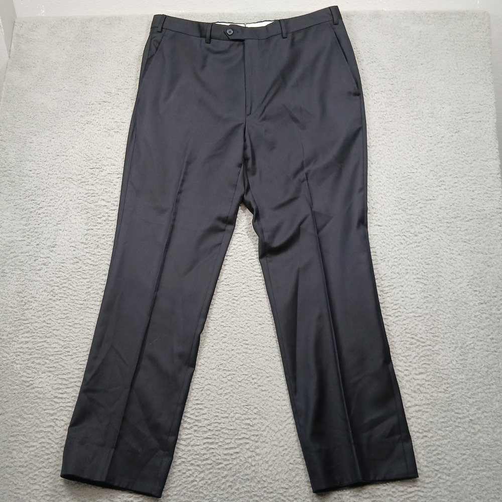 Santorelli Luxury Serge Dress Pants Men's 38‎ Navy Blue 100% Virgin Wool